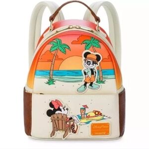 2024 Disney Parks Loungefly Mickey Minnie Summer At The Beach Mini Backpack NEW